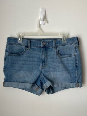 Old Navy women's blue denim mid rise cuffed hem shorts size 4